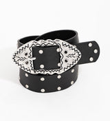 Black Belt w/Silver Studs & Aztec Buckle