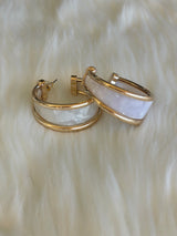 Gold & Pearly Acetate Large Hoop Earrings