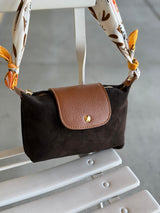 Vernazza Brown Suede & Genuine Leather Crossbody Purse