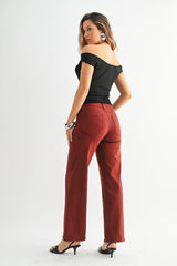 Dark Red Slim Bootcut Jeans