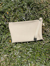 Lily Genuine Leather Cream Coin Purse w/Gold Clasp