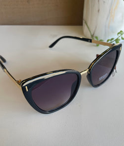 Retro Cateye Black & Gold Sunglasses