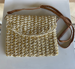 Gold Natural Straw Woven Envelope Clutch/Purse