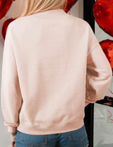 Sequins Kiss Lips Pink Mock Neck Valentines Sweater Top