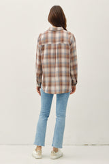 Mocha Plaid Soft Button Down Flannel Top