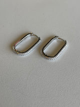 Silver Rhinestone Bling Huggie Hoop Earrings