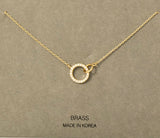 Double Ring Linked CZ Gold Chain Necklace