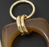 Brown Acrylic & Gold Circle Post Earrings