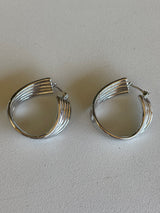 Rhodium Plated Twisty Hoop Earrings