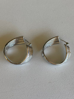 Rhodium Plated Twisty Hoop Earrings