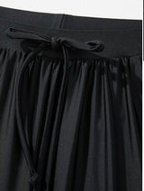 Black Scallop Trim Beach Shorts w/Drawstring & Built in Swim Bottoms