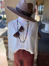 Boho White Button Down Puff Sleeve Blouse