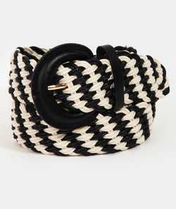 Black & Ivory Braided Belt