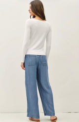 Medium Denim Wash Ultra Soft Drawstring Pants w/Pockets