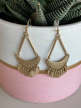 Gold Triangle Half Moon Drop Chandelier Earrings