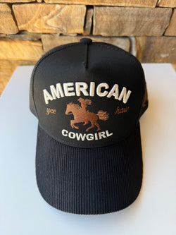 American Cowgirl Black Yee Haw Trucker Hat w/Adjustable Snap