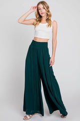 Emerald Smocked Waist Wide Leg Pants w/Pockets