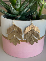 Gold Leaf Connector Dangle Earrings