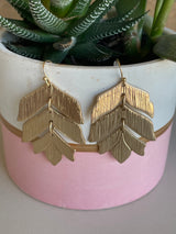 Gold Leaf Connector Dangle Earrings