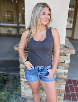 Charcoal V-Neck Tank Top