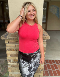 Ribbed Seamless Buttery Soft Full Length Red OS Tank