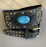 Gypsy Soul Charcoal w/Turquoise Stone Tapered Belt