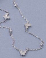 Silver Chanel Butterfly & Rhinestone Necklace