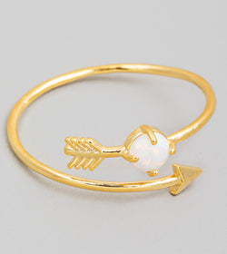 Golden Arrow & Opal Stone Wrap Ring