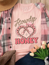 Howdy Honey Pink Horseshoe Heart Graphic Tee
