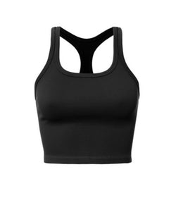 Ribbed Seamless Buttery Soft Racerback Round Hem Black OS Crop Tank