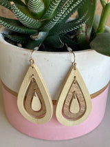Ivory & Gold Layered Teardrop Earrings