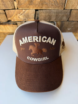 American Cowgirl Brown Yee Haw Trucker Hat w/Adjustable Snap