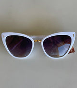 Retro Cateye White & Gold Sunglasses