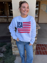 USA Flag White Vintage Sweatshirt