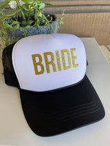 Bride Black & White Trucker Hat - Adjustable Snap Closure