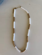 White & Gold Flat Spacer Bead Necklace