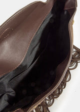 Dark Brown Suede & Rivet Fringe Saddleback Purse