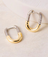 Rhinestone & Gold Dipped Huggie Hoop Earrings