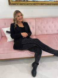 Sparkle Black Rhinestone OS Leggings