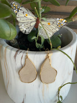 Ivory & Gold Textured Wing Fishhook Earrings