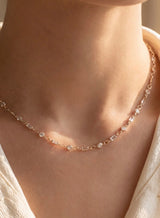Gold & CZ Station Chain Necklace