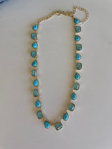 Turquoise Gem Stones & Gold Necklace