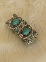 Reba Vintage Silver & Turquoise Concho Stretch Bracelet