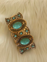 Reba Vintage Gold & Turquoise Concho Stretch Bracelet