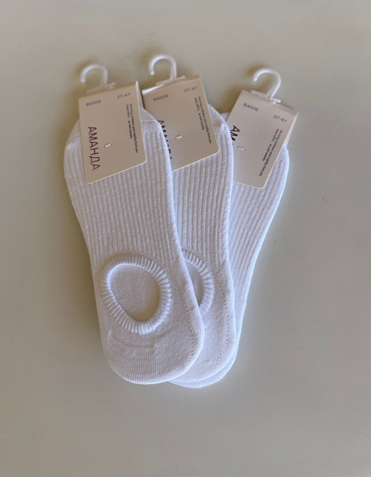 White OS No Show Socks