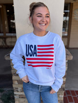 USA Flag White Vintage Sweatshirt