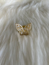 Butterfly Bling Ring CZ Gold Dipped Adjustable Fit