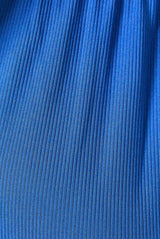Cobalt Blue Ribbed Texture Wide Leg Adjustable Spaghetti Strap Midi Jumper w/Pockets