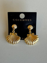 Gold Dipped Sea Shell Post & Dangle Earrings