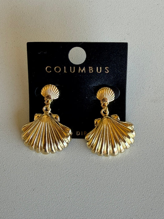 Gold Dipped Sea Shell Post & Dangle Earrings
